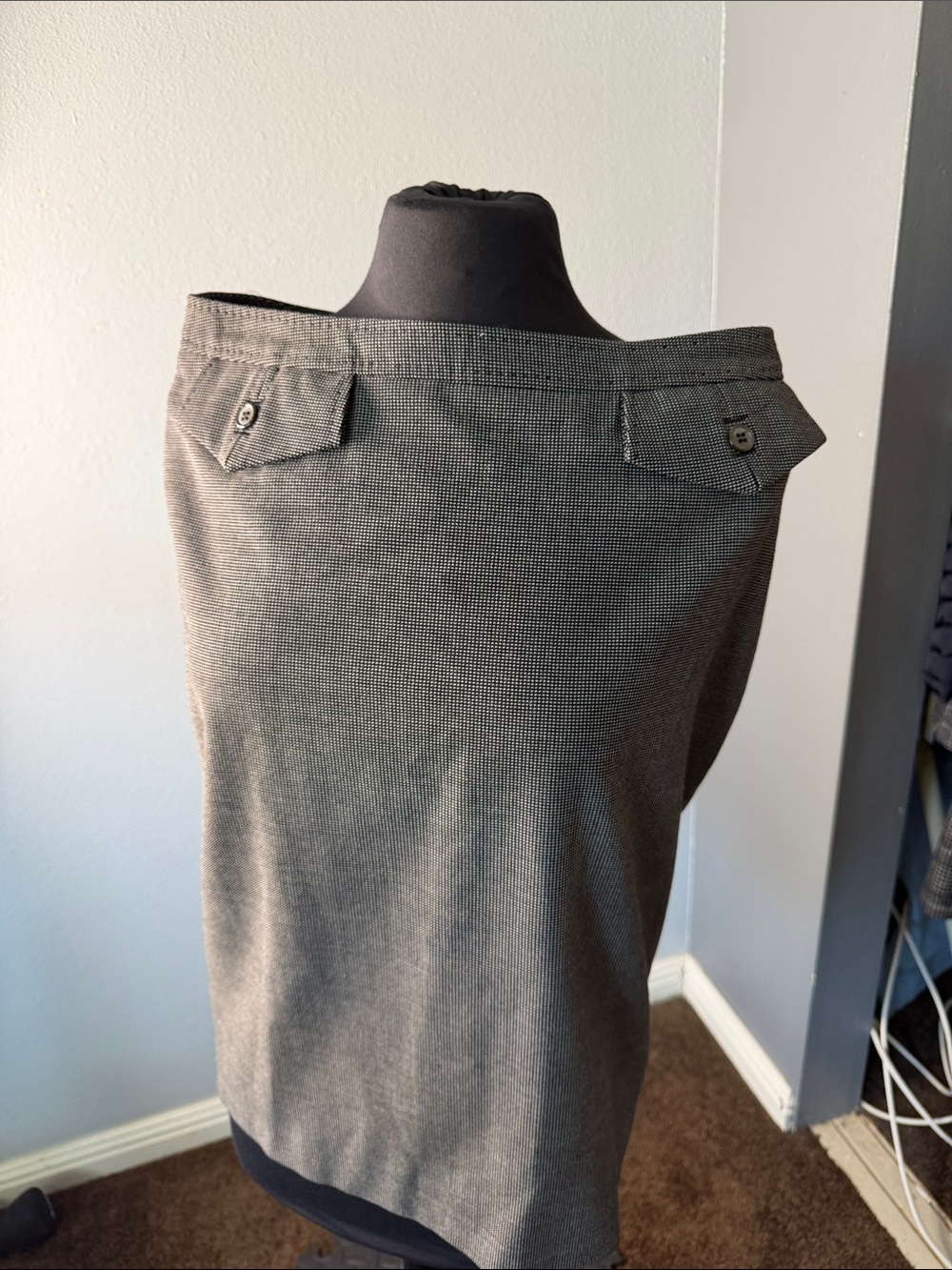 Yves Saint Laurent Gray Micro-Pattern Dress Pants